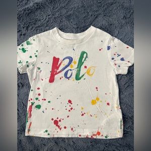 White Multicolor Printed Polo Ralph Lauren Shirt Boys Size 24M